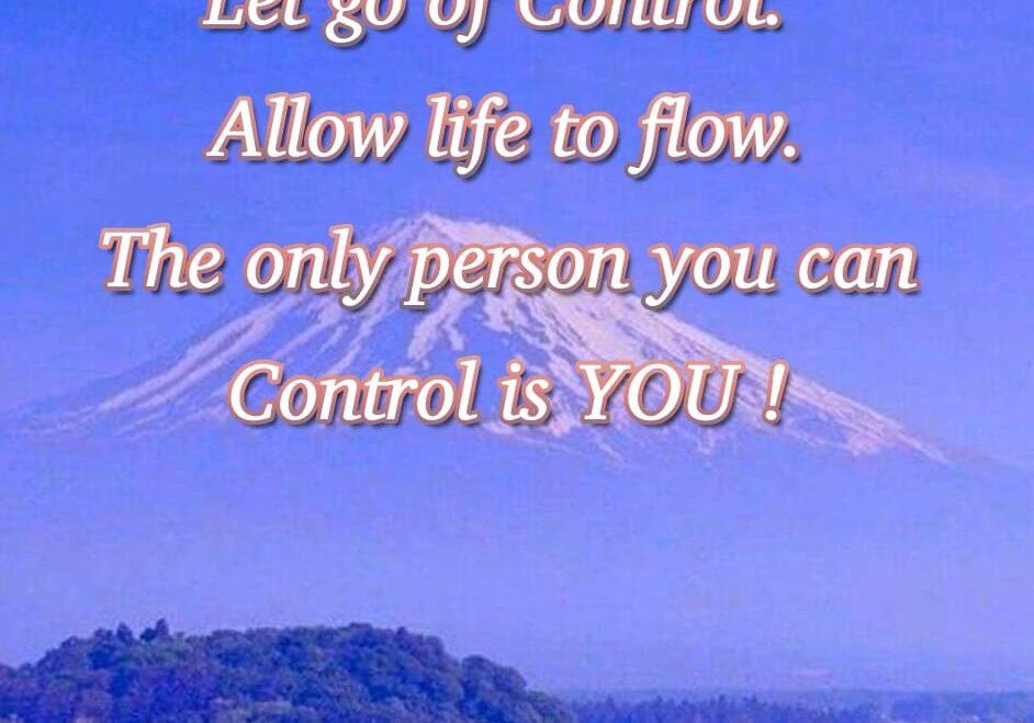 Mindfulness and Control quote with a mountain in the back